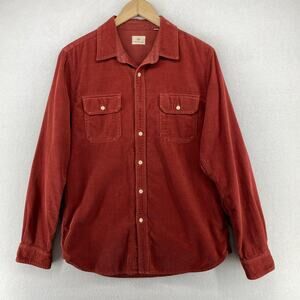 AG Shirt Mens M ADRIANO GOLDSCHMIED Corduroy Button Up 100% Cotton Utility Red